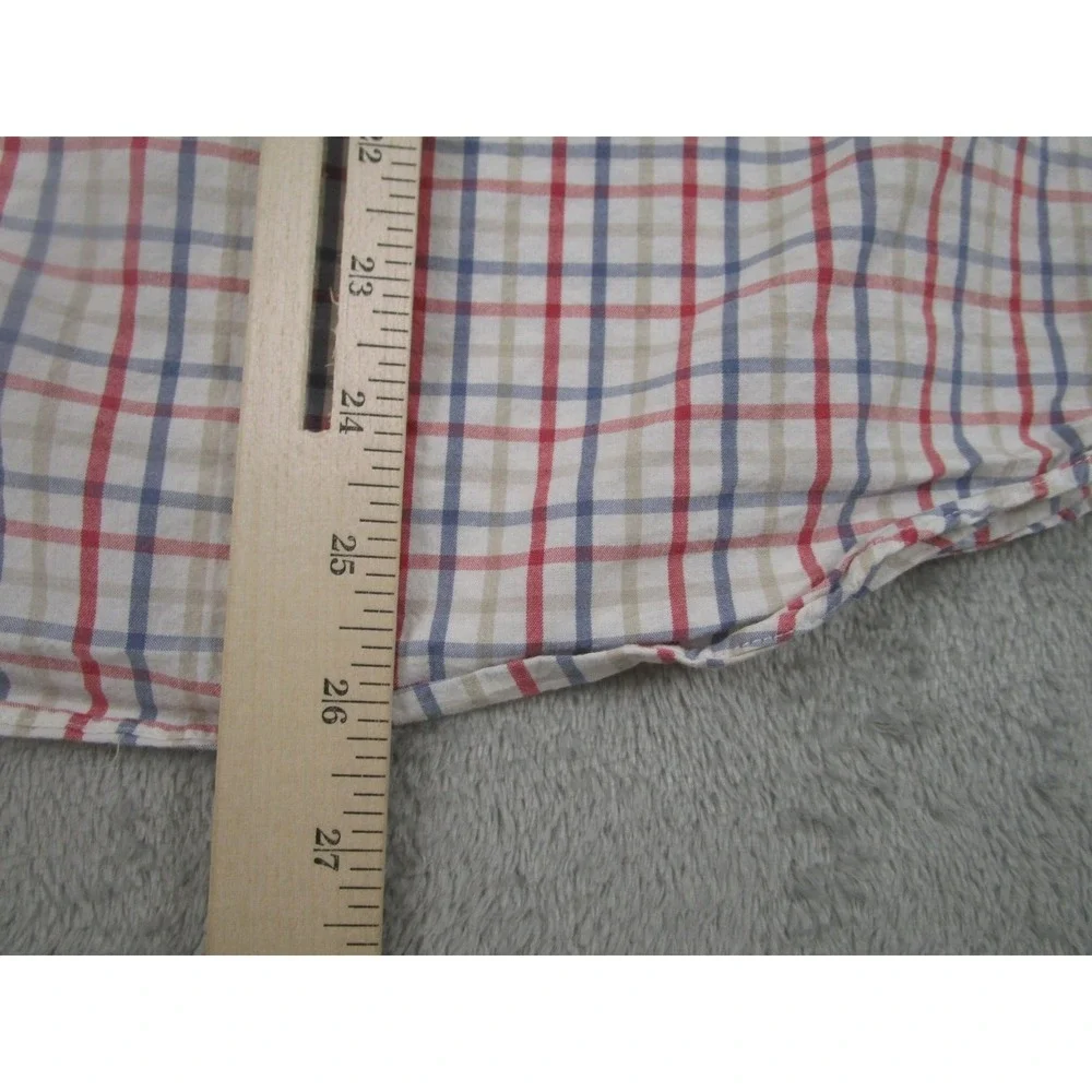J Crew Shirt Mens Small White Plaid Slim‎ Fit Cotton Button Down Long Sleeve
